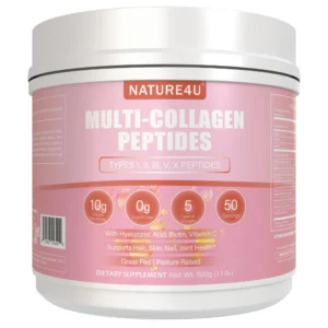 Nature4U Multi Collagen Peptides Powder with Biotin, Hyaluronic Acid, and Vitamin C