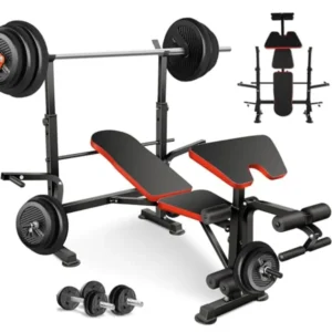600lbs Adjustable Weight Bench Set with Squat Rack